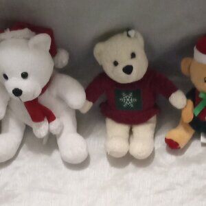 bundled Santa teddy bears Christmas in July event decorative kidcore